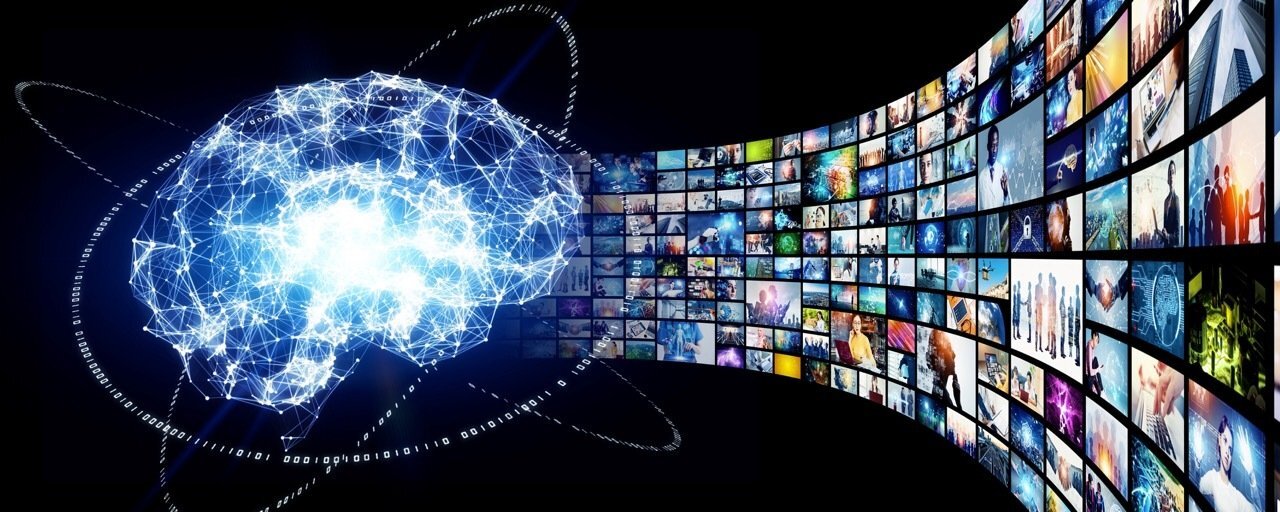 AI-Content-Licensing An AI brain generates huge amounts of content to show the power of generative AI in content creation