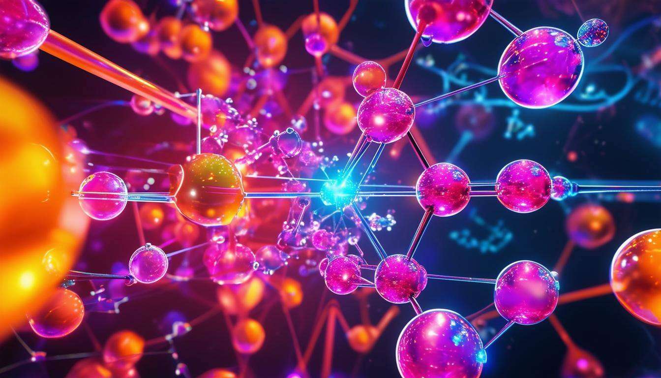 Vibrant, colorful image of atoms